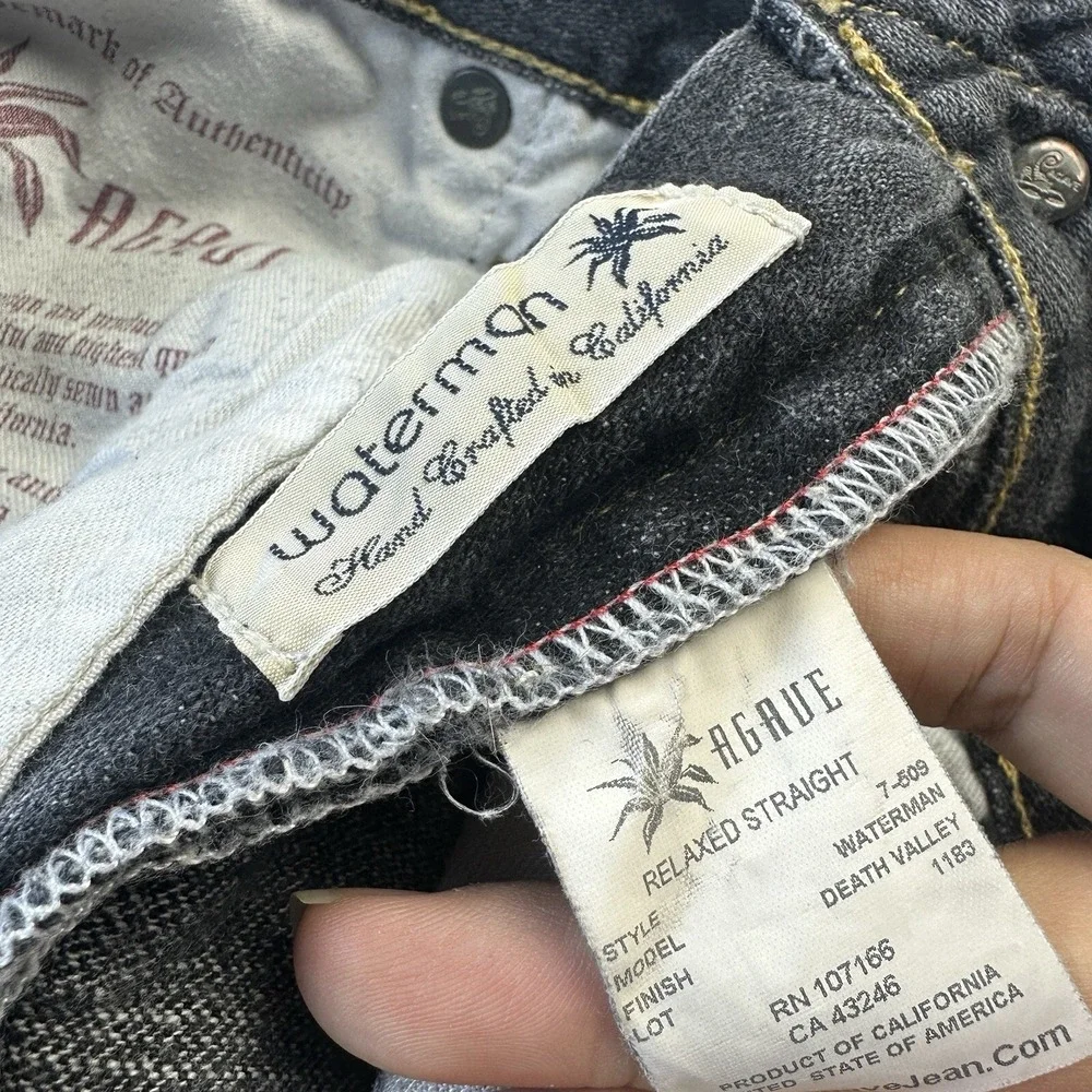 Agave Denim Jeans‎ Mens 36 Black Straight Leg Dark Wash Casual Classic
